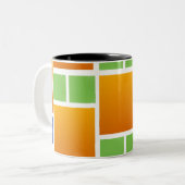 Orange Gradient Squares Zweifarbige Tasse (Vorderseite Links)