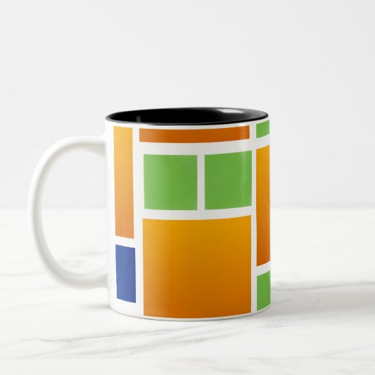 Orange Gradient Squares Zweifarbige Tasse (Links)
