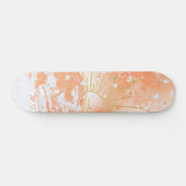 Orange Gradient Sunset Sun & Sea Funkelnd Glitzer Skateboard (Horizontal)