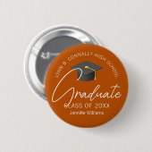 Orange Graduate Custom 2025 Graduation Party Button (Vorne & Hinten)