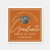 Orange Graduate Custom 2025 Graduation Party Serviette (Vorderseite)