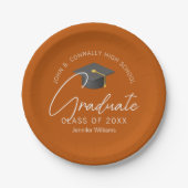 Orange Graduate Custom Graduate Party Pappteller (Vorderseite)