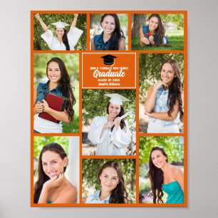 Orange Graduate Foto Collage Graduation Party Poster