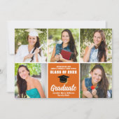 Orange Graduate Foto Collage Moderner Abschluss Ankündigung (Vorderseite)