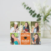 Orange Graduate Foto Collage Moderner Abschluss Postkarte (Stehend Vorderseite)