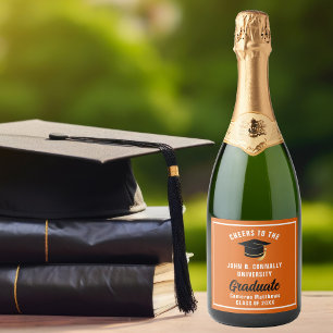 Orange Graduate Personalisiert 2025 Graduation Par Schaumweinetikett