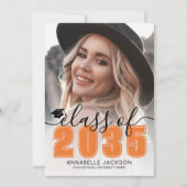 Orange Graduate Photo Graduation Ankündigung (Vorderseite)