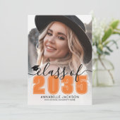 Orange Graduate Photo Graduation Ankündigung (Stehend Vorderseite)