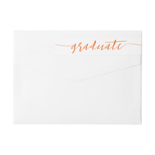 Orange Graduate Script Modern Wrap Um Label (Rückseite)