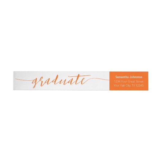 Orange Graduate Script Modern Wrap Um Label (Person)