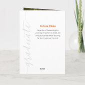 Orange Graduate Script Modernes Foto Einladung (Rückseite)