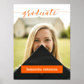 Orange Graduate Script Modernes Foto Poster (Vorne)