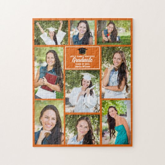 Orange Graduate Senior Foto Collage Abschluss Puzzle (Vertikal)