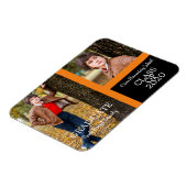 Orange Graduate Simple Two Fotos Abschluss Magnet (Linke Seite)