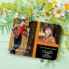 Orange Graduate Simple Two Fotos Abschluss Magnet