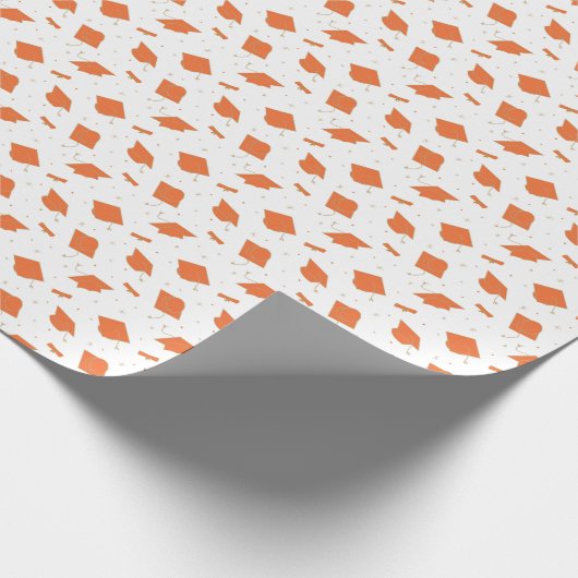 Orange Graduation Cap Toss Geschenkpapier (Ecke)