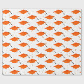 Orange Graduation Caps und Gold Confetti Geschenkpapier (Flach)