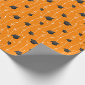 Orange Graduation Caps und Ribbon Geschenkpapier (Ecke)