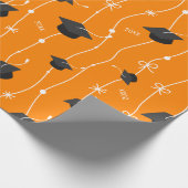 Orange Graduation Caps und Ribbon Geschenkpapier (Ecke)