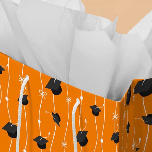Orange Graduation Caps und Ribbon Mittlere Geschenktüte