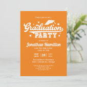 Orange Graduation Party Einladung (Stehend Vorderseite)