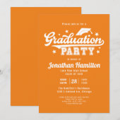 Orange Graduation Party Einladung (Vorne/Hinten)