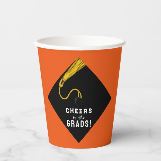Orange Graduation Party Pappbecher (Vorderseite)