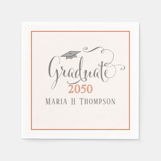Orange Graduation Party Script Custom Serviette (Vorderseite)