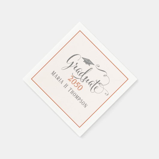 Orange Graduation Party Script Custom Serviette (Ecke)