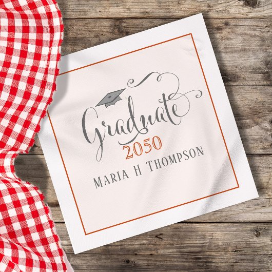 Orange Graduation Party Script Custom Serviette