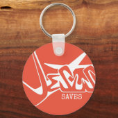 Orange Graffiti Jesus Rette Schlüsselanhänger (Vorderseite)