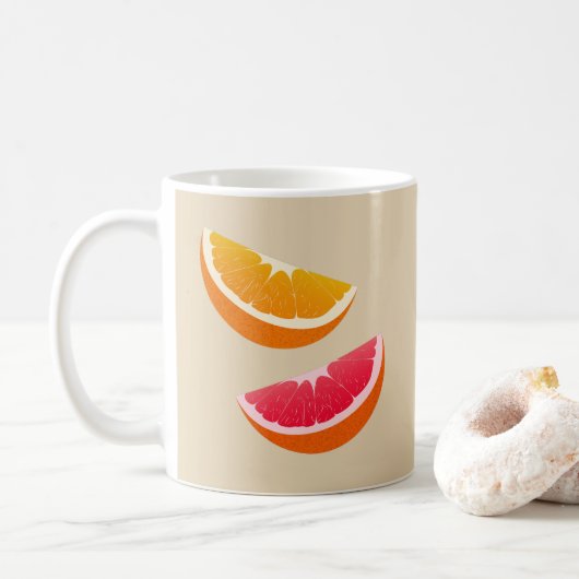 Orange & Grapefruit Citrus Coffee Mug Gift Kaffeetasse (Mit Donut)