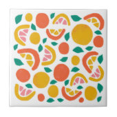 Orange Grapefruit Citrus Pattern Fliese (Vorderseite)