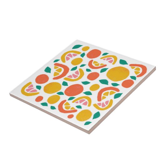 Orange Grapefruit Citrus Pattern Fliese (Seite)