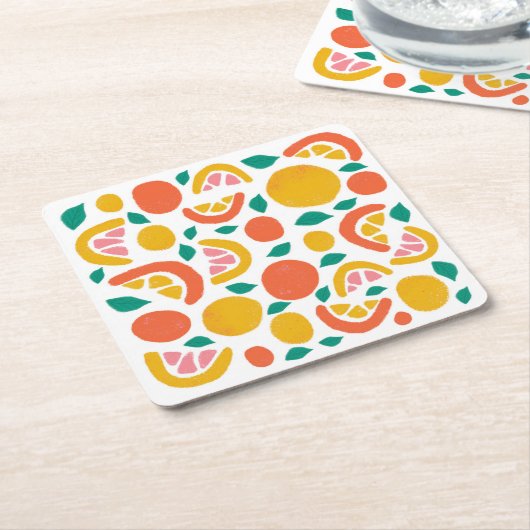 Orange Grapefruit Citrus Pattern Rechteckiger Pappuntersetzer (angewinkelt)