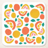 Orange Grapefruit Citrus Pattern Rechteckiger Pappuntersetzer (Vorderseite)