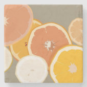 Orange Grapefruit und Lemon Citrus Illustration Steinuntersetzer (Vorderseite)