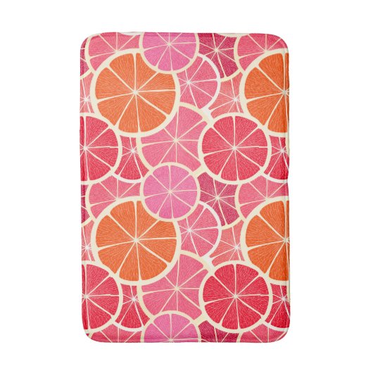 Orange & Grapefruit Zitrusfrüchte Muster Badematte (Vorderseite Vertikal)