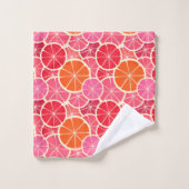 Orange & Grapefruit Zitrusfrüchte Muster Badhandtuch Set (Waschlappen)