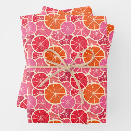 Orange & Grapefruit Zitrusfrüchte Muster Geschenkpapier Set (Beispiel)