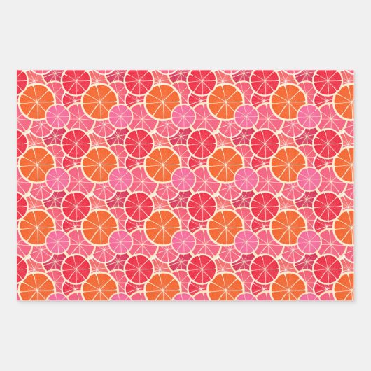 Orange & Grapefruit Zitrusfrüchte Muster Geschenkpapier Set (Vorderseite)
