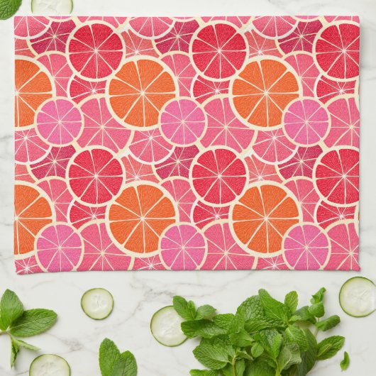 Orange & Grapefruit Zitrusfrüchte Muster Geschirrtuch (Gefaltet)