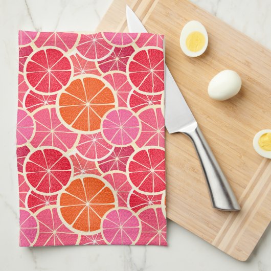 Orange & Grapefruit Zitrusfrüchte Muster Geschirrtuch (Viertel Falte)