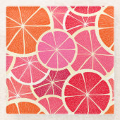 Orange & Grapefruit Zitrusfrüchte Muster Glasuntersetzer (Vorderseite)