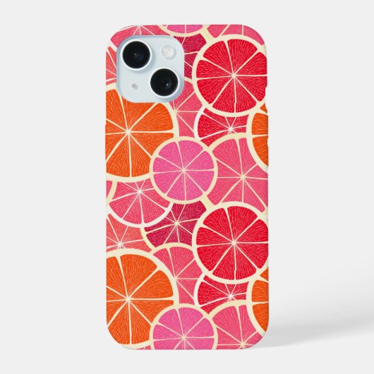 Orange & Grapefruit Zitrusfrüchte Muster iPhone 15 Hülle (Rückseite)