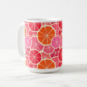 Orange & Grapefruit Zitrusfrüchte Muster Kaffeetasse (Vorderseite Links)