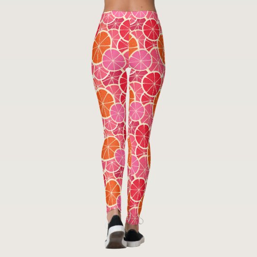 Orange & Grapefruit Zitrusfrüchte Muster Leggings (Rückseite)