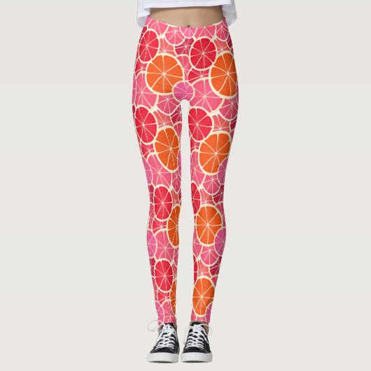 Orange & Grapefruit Zitrusfrüchte Muster Leggings (Vorderseite)