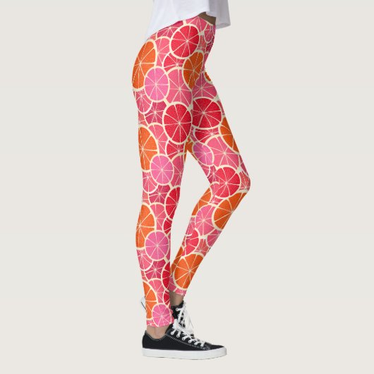 Orange & Grapefruit Zitrusfrüchte Muster Leggings (Rechts)