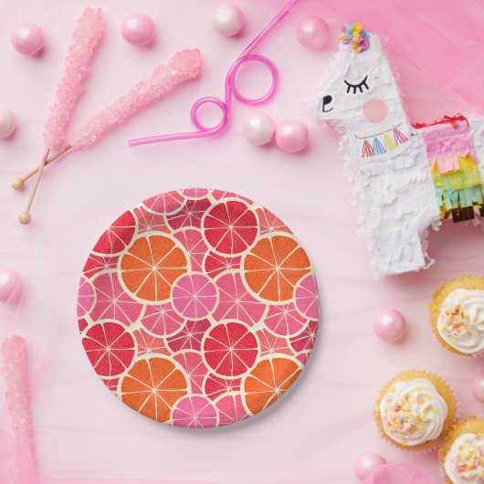 Orange & Grapefruit Zitrusfrüchte Muster Pappteller (Party)